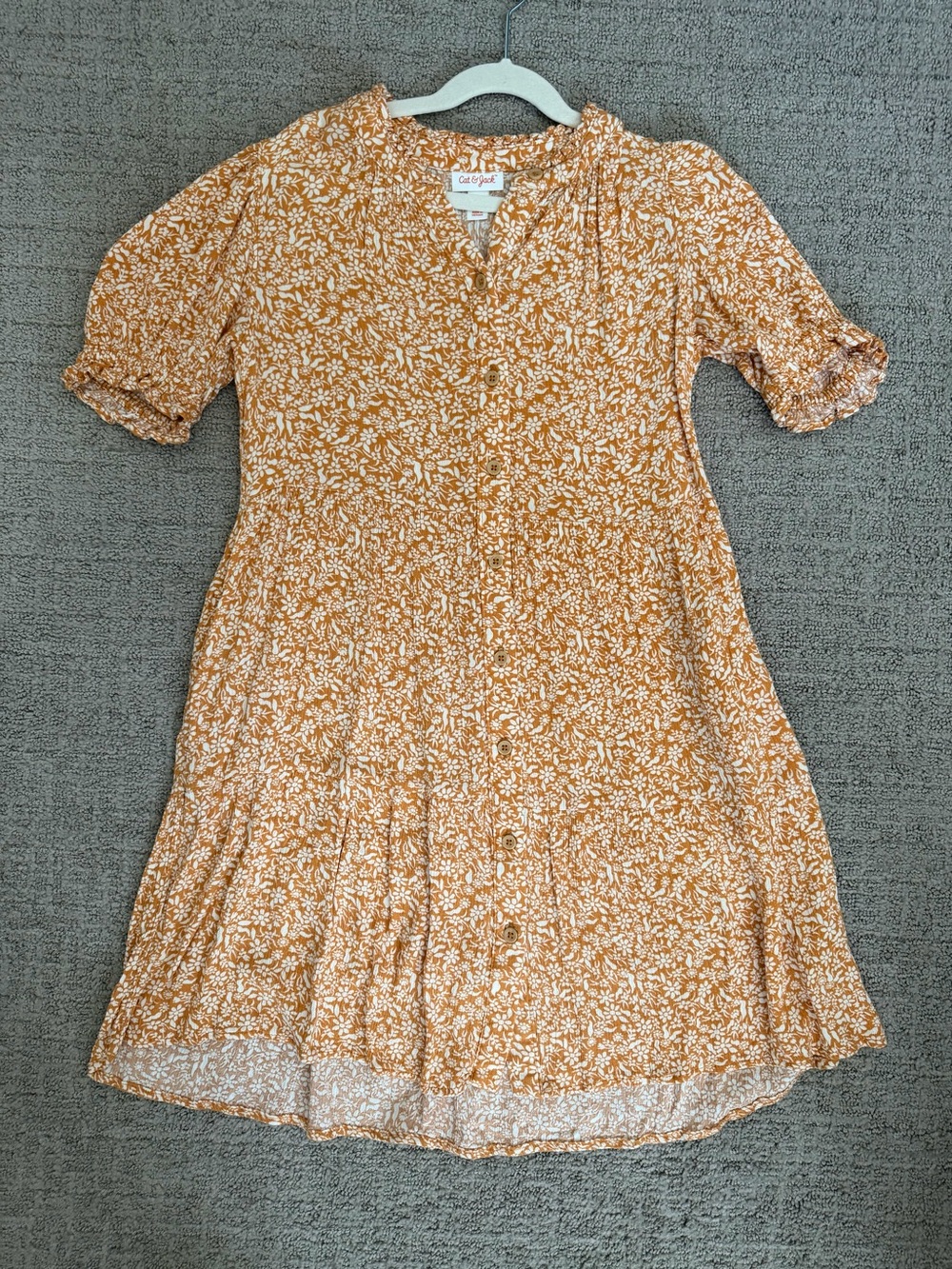 Cat & Jack Mustard Floral Button-Down Fall Dress
